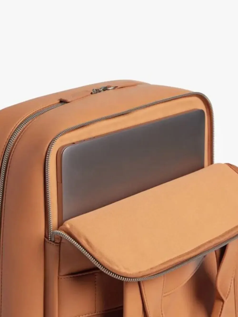 Monos Metro Backpack Saddle Tan Vegan Leather Laptop Travel Commuter Bag